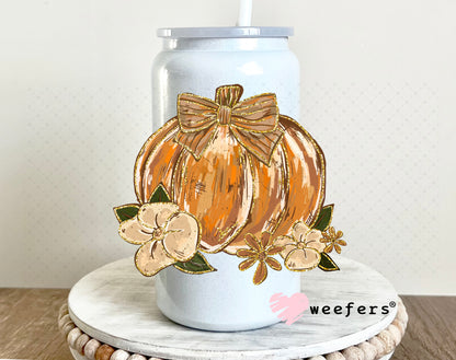 Autumn Pumpkin UV DTF Decal 16oz Glass Can Generic Weefers