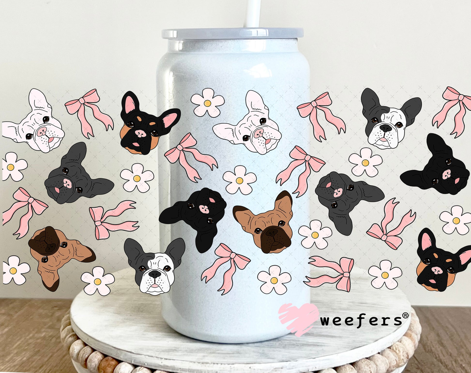 Dog Face Friends UV DTF Cup Wrap 16oz Glass Can Generic Weefers