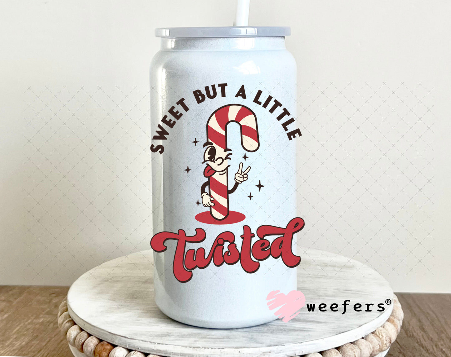 Sweet But Twisted Christmas UV DTF Decal 16oz Glass Can Generic Weefers