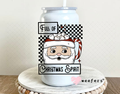 Full of Christmas Spirit UV DTF Decal 16oz Glass Can Generic Weefers