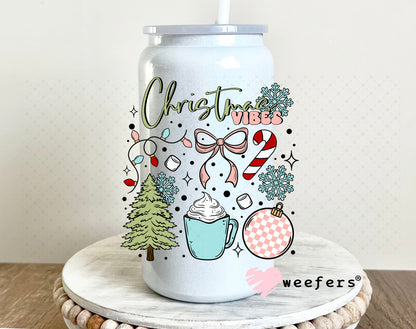 Christmas Vibes UV DTF Decal 16oz Glass Can Generic Weefers