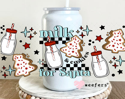 Milk and Cookies for Santa UV DTF Cup Wrap 16oz Glass Can Generic Weefers
