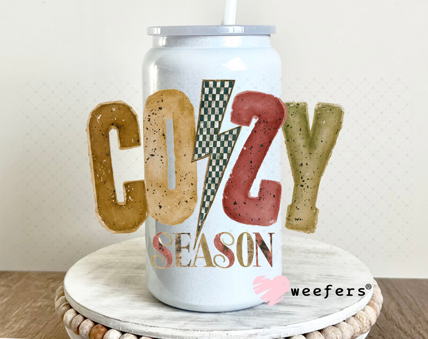 Cozy Season UV DTF Decal 16oz Glass Can Generic Weefers