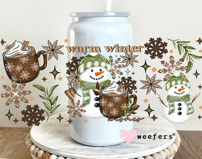 Warm Winter Christmas Hot Chocolate UV DTF Cup Wrap 16oz Glass Can Generic Weefers