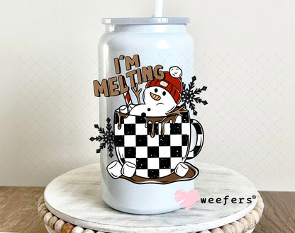 I'm Melting Christmas Hot Chocolate UV DTF Decal 16oz Glass Can Generic Weefers