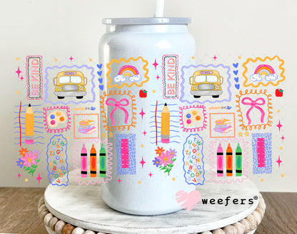 Teacher School Days UV DTF Cup Wrap 16oz Glass Can Generic Weefers