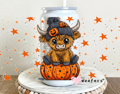 Halloween Highlander Cow UV DTF Cup Wrap - Weefers Exclusive 16oz Glass Can Generic Cup Wrap Weefers