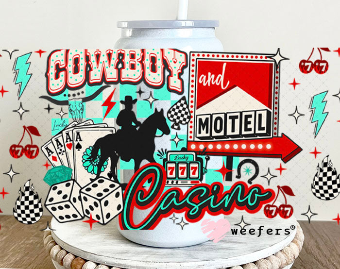 Cowboy Casino UV DTF Cup Wrap - Weefers Exclusive 16oz Glass Can Generic Cup Wrap Weefers