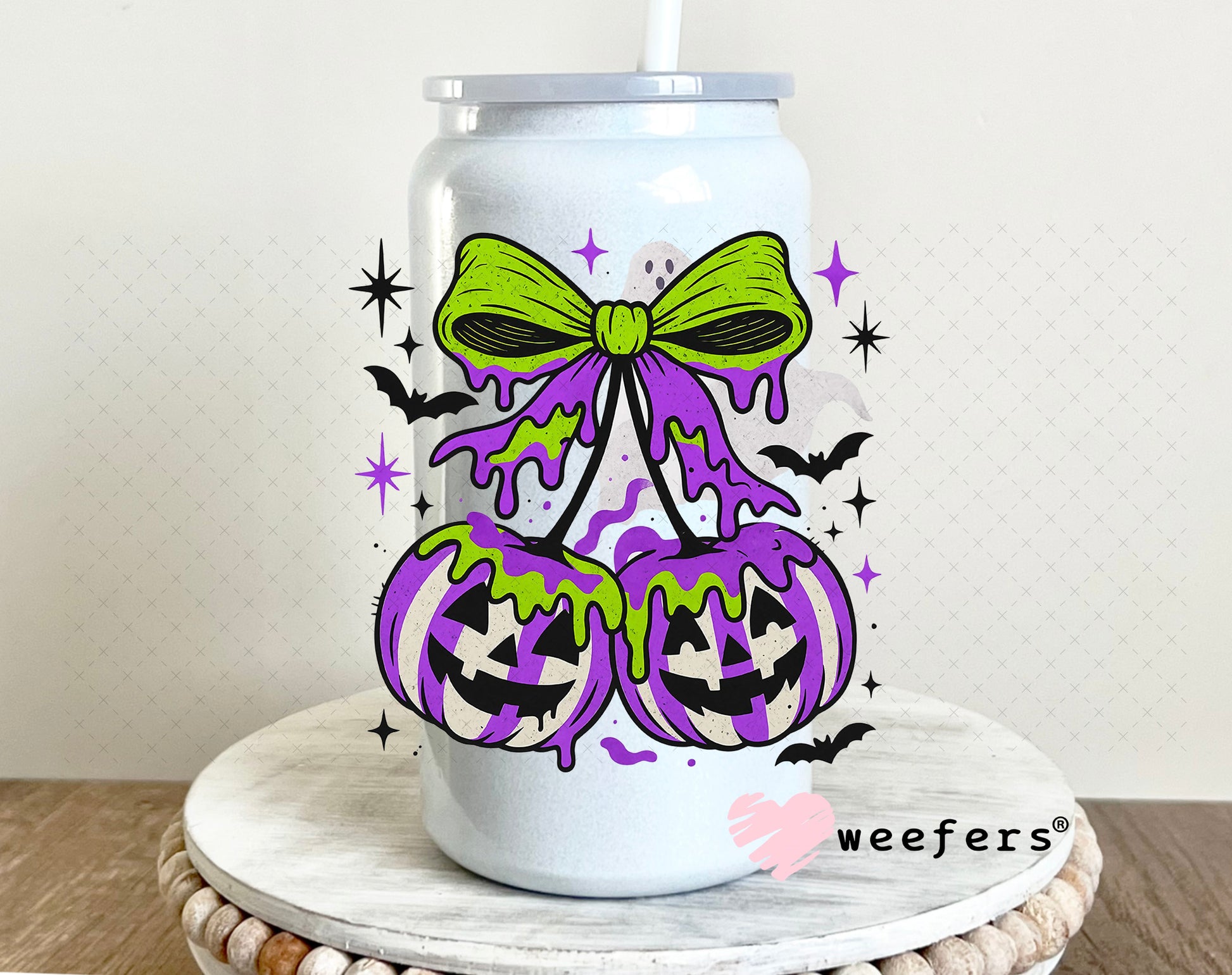 Juice Cherry Bow UV DTF Decal 16oz Glass Can Generic Weefers