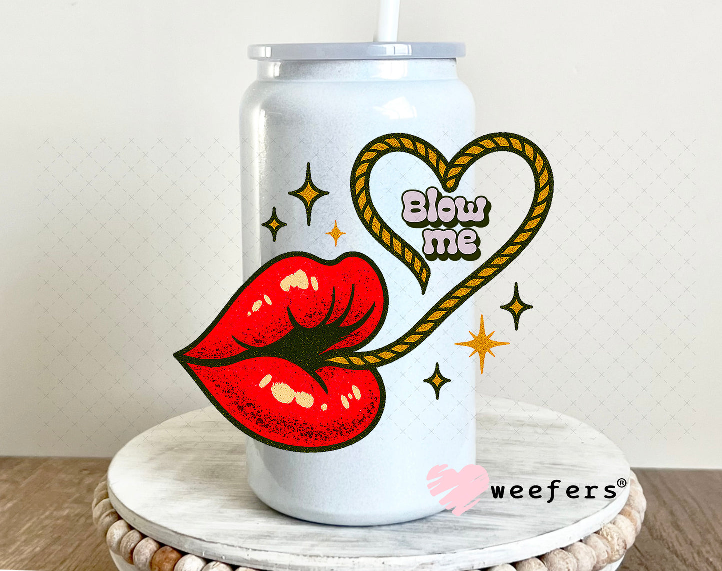 Blow Me UV DTF Decal 16oz Glass Can Generic Weefers