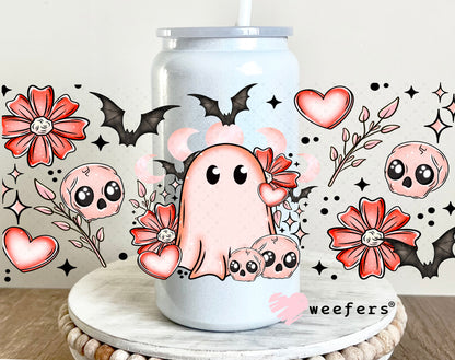 Spooky Coral Ghosts UV DTF Cup Wrap 16oz Glass Can Generic Weefers