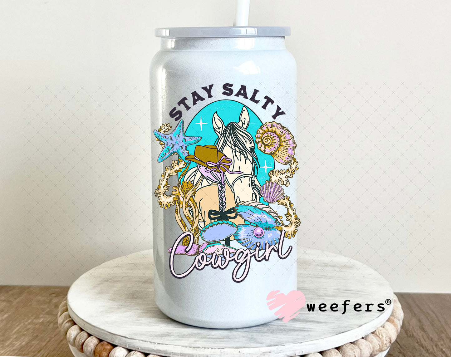 Stay Salty UV DTF Decal 16oz Glass Can Generic Weefers
