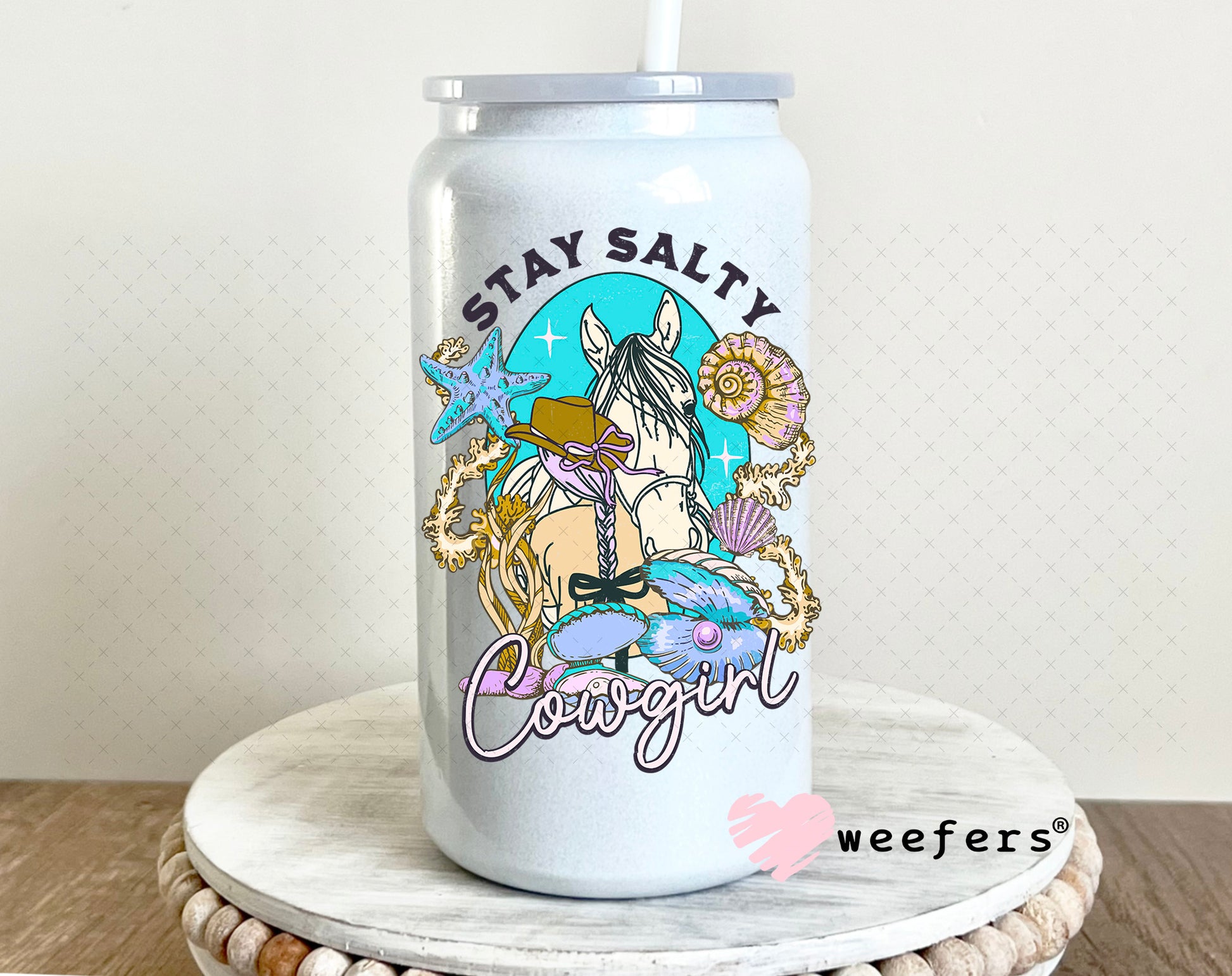 Stay Salty UV DTF Decal 16oz Glass Can Generic Weefers