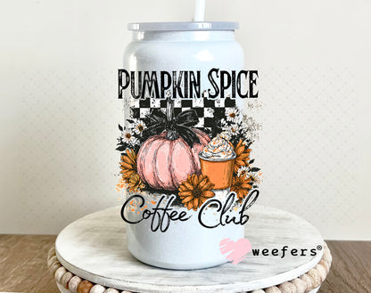 Pumpkin Spice Coffee Club UV DTF Decal 16oz Glass Can Generic Weefers