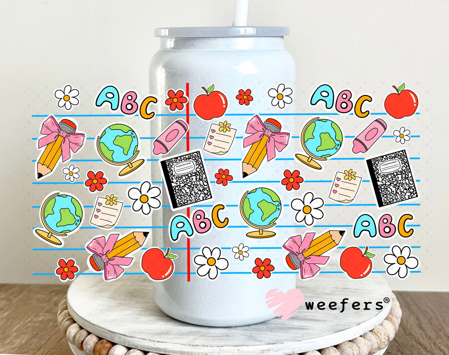 Teacher Composite UV DTF Cup Wrap 16oz Glass Can Generic Weefers