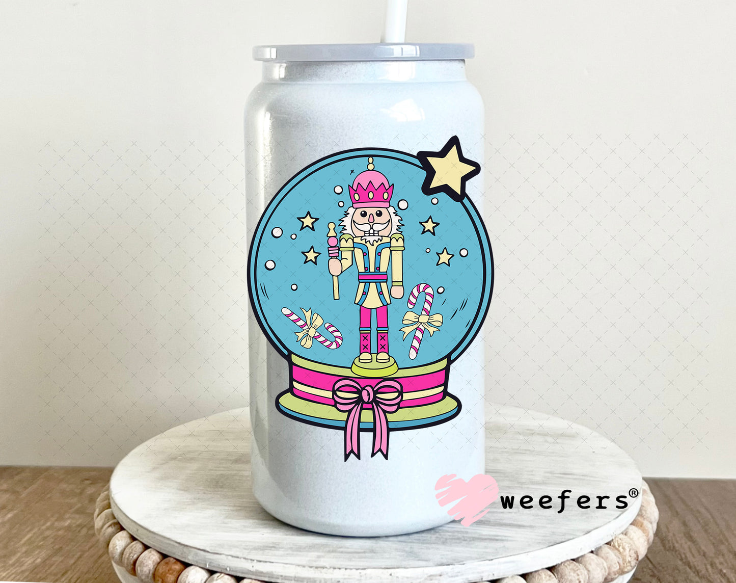 Y'all Are Nuts Christmas Snow Globe UV DTF Decal 16oz Glass Can Generic Weefers