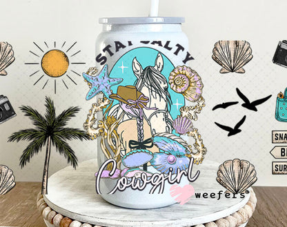 Stay Salty Cowgirl UV DTF Cup Wrap - Weefers Exclusive 16oz Glass Can Generic Cup Wrap Weefers
