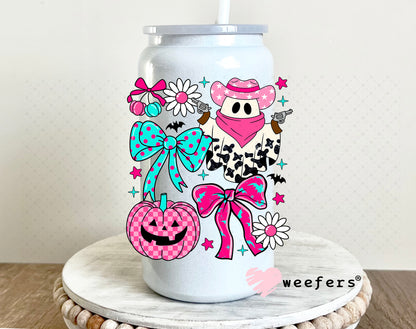 Cowprint Ghostie UV DTF Decal 16oz Glass Can Generic Weefers