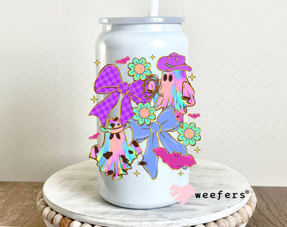 Cowboy Ghost Purple and Violet UV DTF Decal 16oz Glass Can Generic Weefers