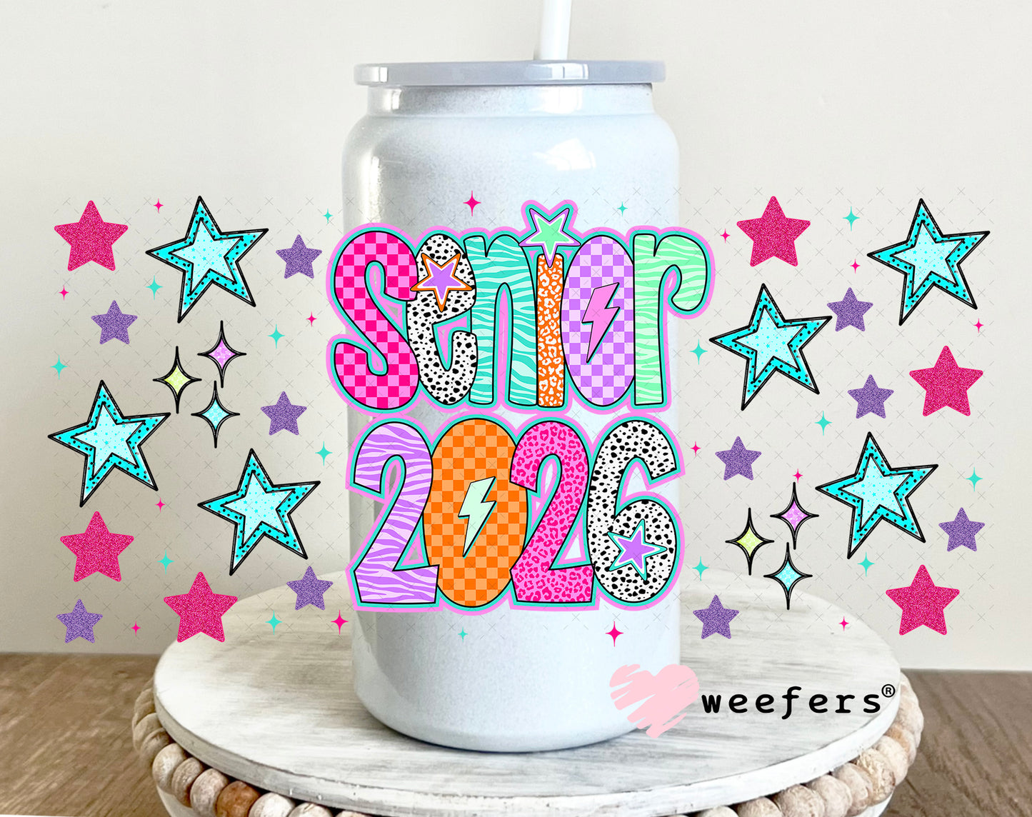 Senior 2026 UV DTF Cup Wrap - Weefers Exclusive 16oz Glass Can Generic Weefers