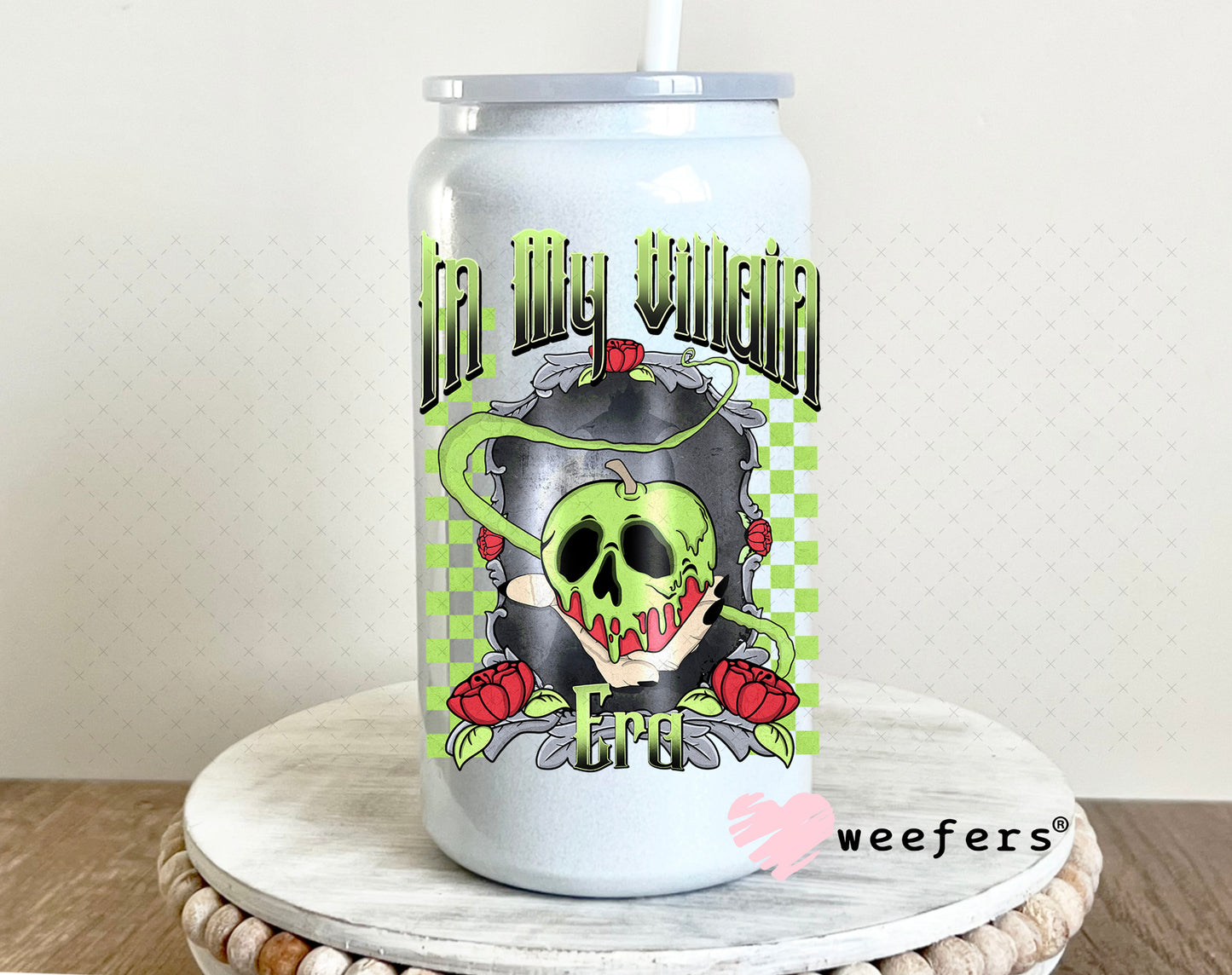 In My Villain Era On UV DTF Decal 16oz Glass Can Generic Weefers