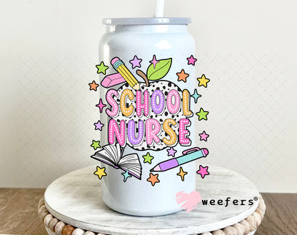 School Nurse UV DTF Decal 16oz Glass Can Generic Weefers