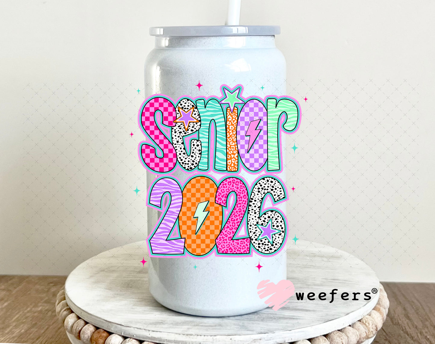 Senior 2026 UV DTF Decal 16oz Glass Can Generic Weefers