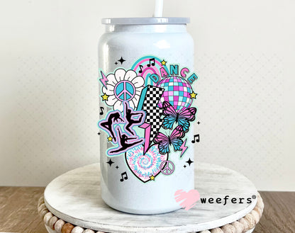 Retro Dance UV DTF Decal 16oz Glass Can Generic Weefers