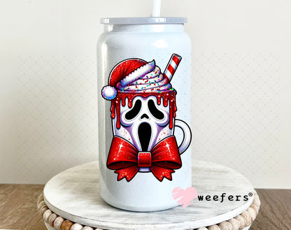 Christmas Ghost Guy UV DTF Decal 16oz Glass Can Generic Weefers