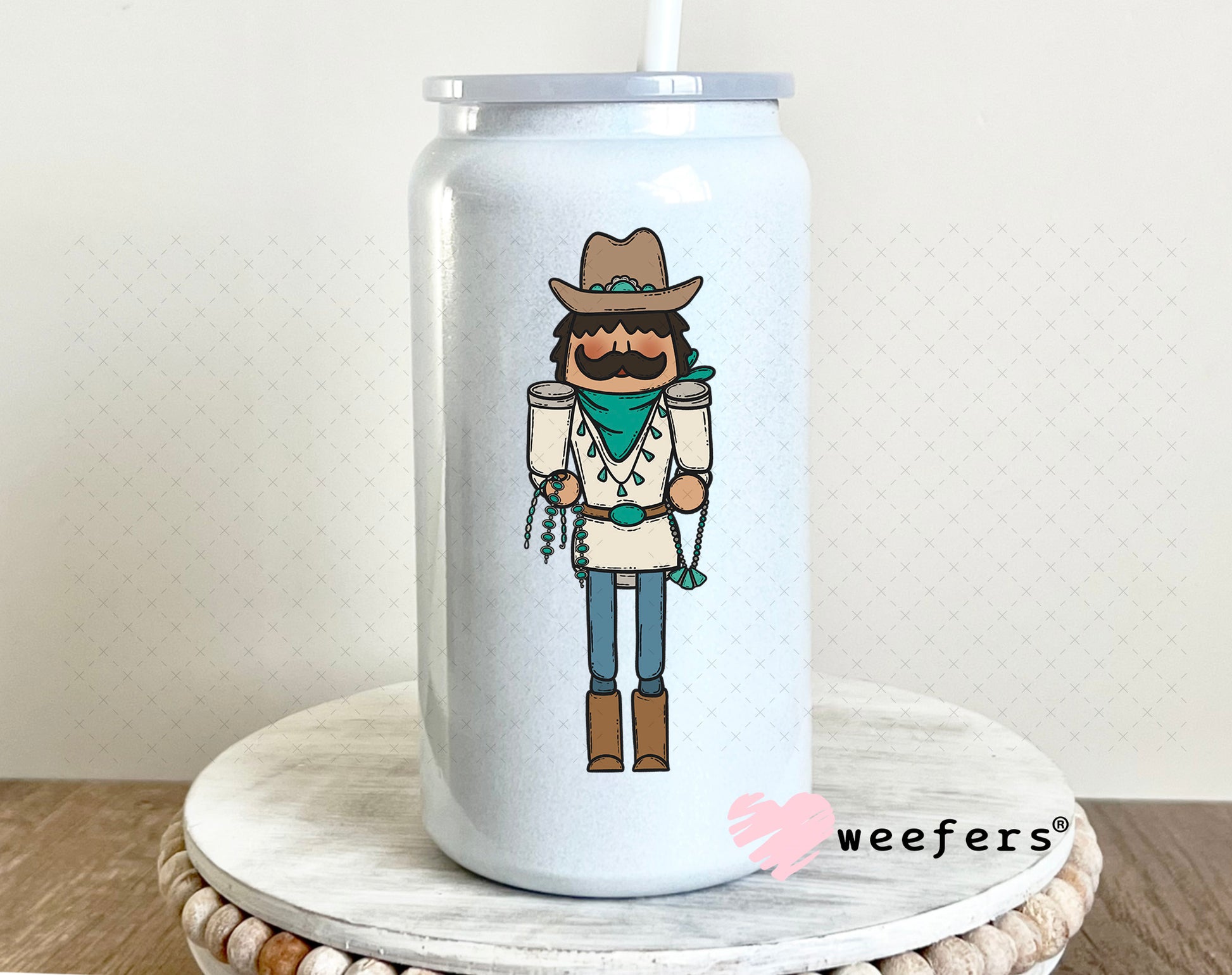 Western Nutcracker UV DTF Decal 16oz Glass Can Generic Weefers