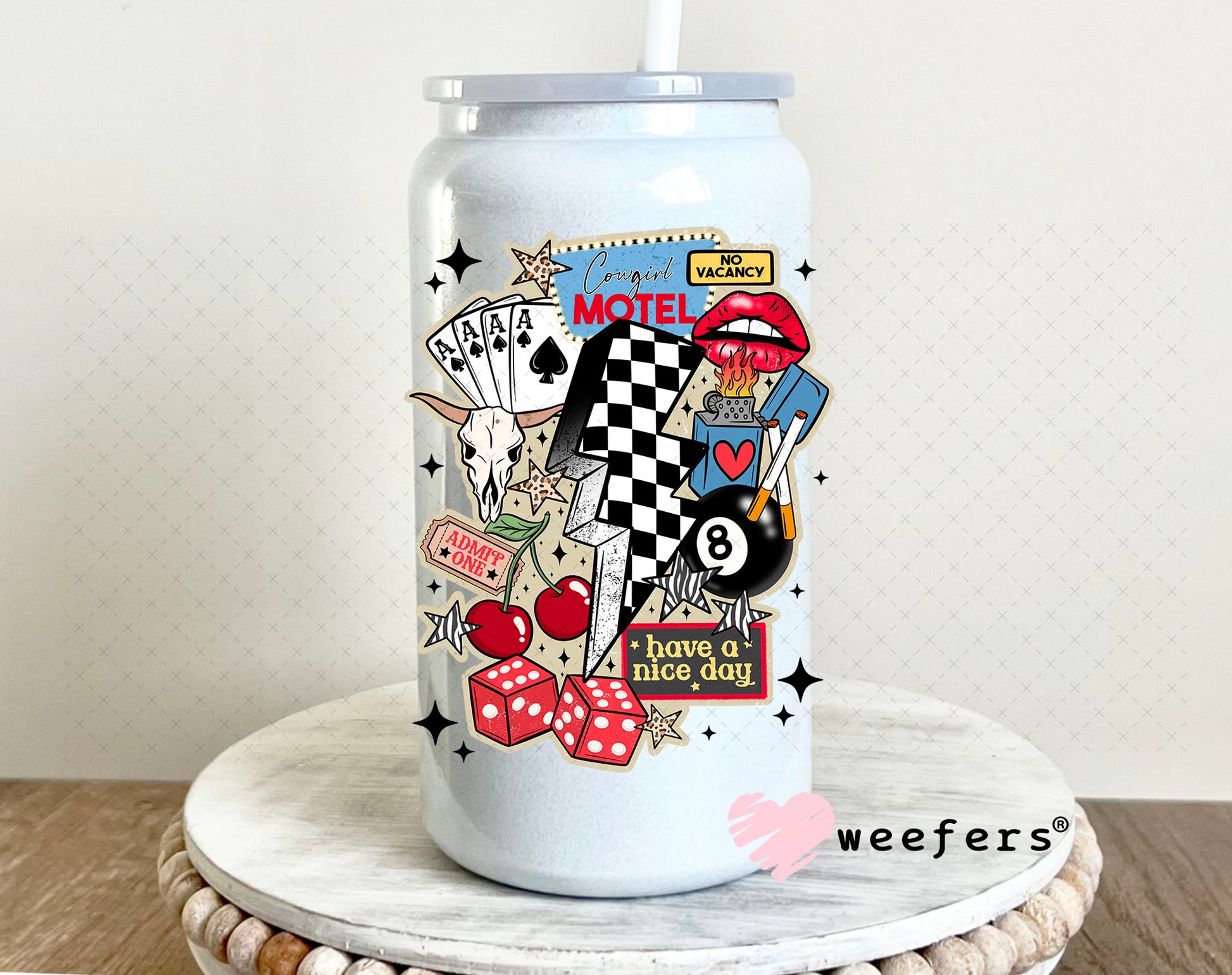 Retro Western Quotes UV DTF Decal 16oz Glass Can Generic Weefers