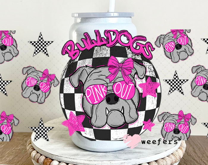 Bulldogs Pink Out Magenta UV DTF Cup Wrap - Weefers® Exclusive 16oz Glass Can Generic Cup Wrap Weefers