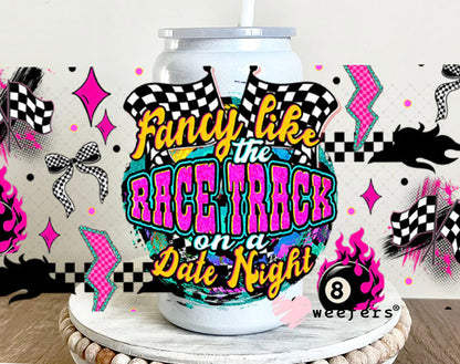 Fancy Like the Race Track on a Date Night UV DTF Cup Wrap - Weefers Exclusive 16oz Glass Can Generic Cup Wrap Weefers