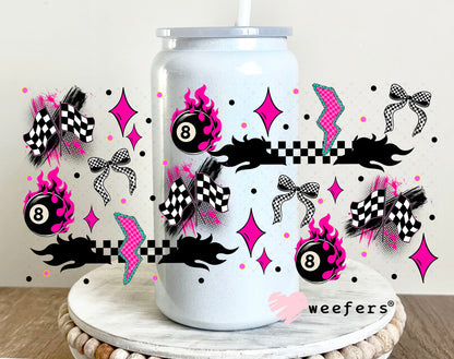 Fancy Like the Race Track on a Date Night Sidekick UV DTF Cup Wrap - Weefers Exclusive 16oz Glass Can Generic Weefers