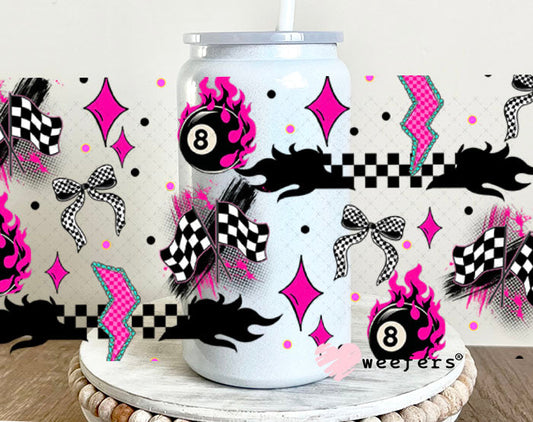 Fancy Like the Race Track on a Date Night Sidekick UV DTF Cup Wrap - Weefers Exclusive 16oz Glass Can Generic Cup Wrap Weefers