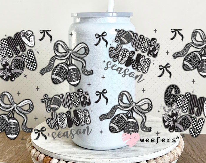 Game Day Black Lace UV DTF Cup Wrap - Weefers Exclusive 16oz Glass Can Generic Cup Wrap Weefers