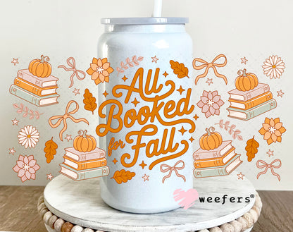 All Booked for Fall UV DTF Cup Wrap 16oz Glass Can Generic Weefers