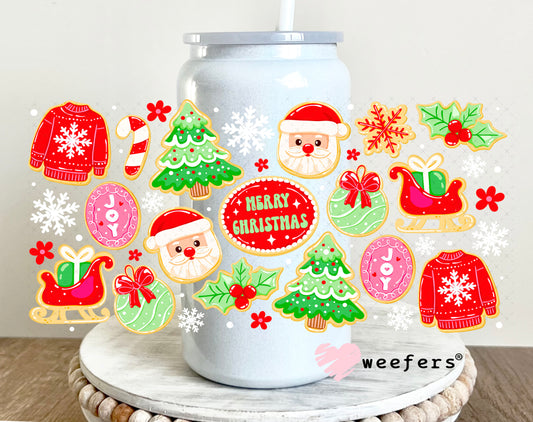 Red Green Merry Christmas UV DTF Cup Wrap 16oz Glass Can Generic Weefers