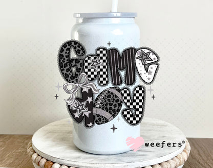 Game Day Black Lace UV DTF Decal 16oz Glass Can Generic Weefers