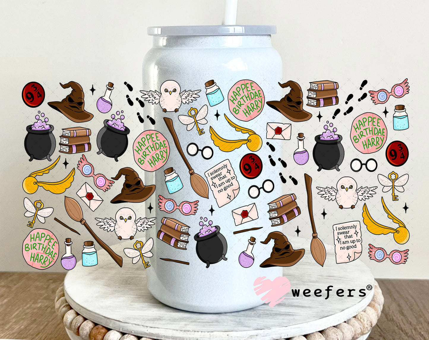 Wizards favorite Things UV DTF Cup Wrap 16oz Glass Can Generic Weefers