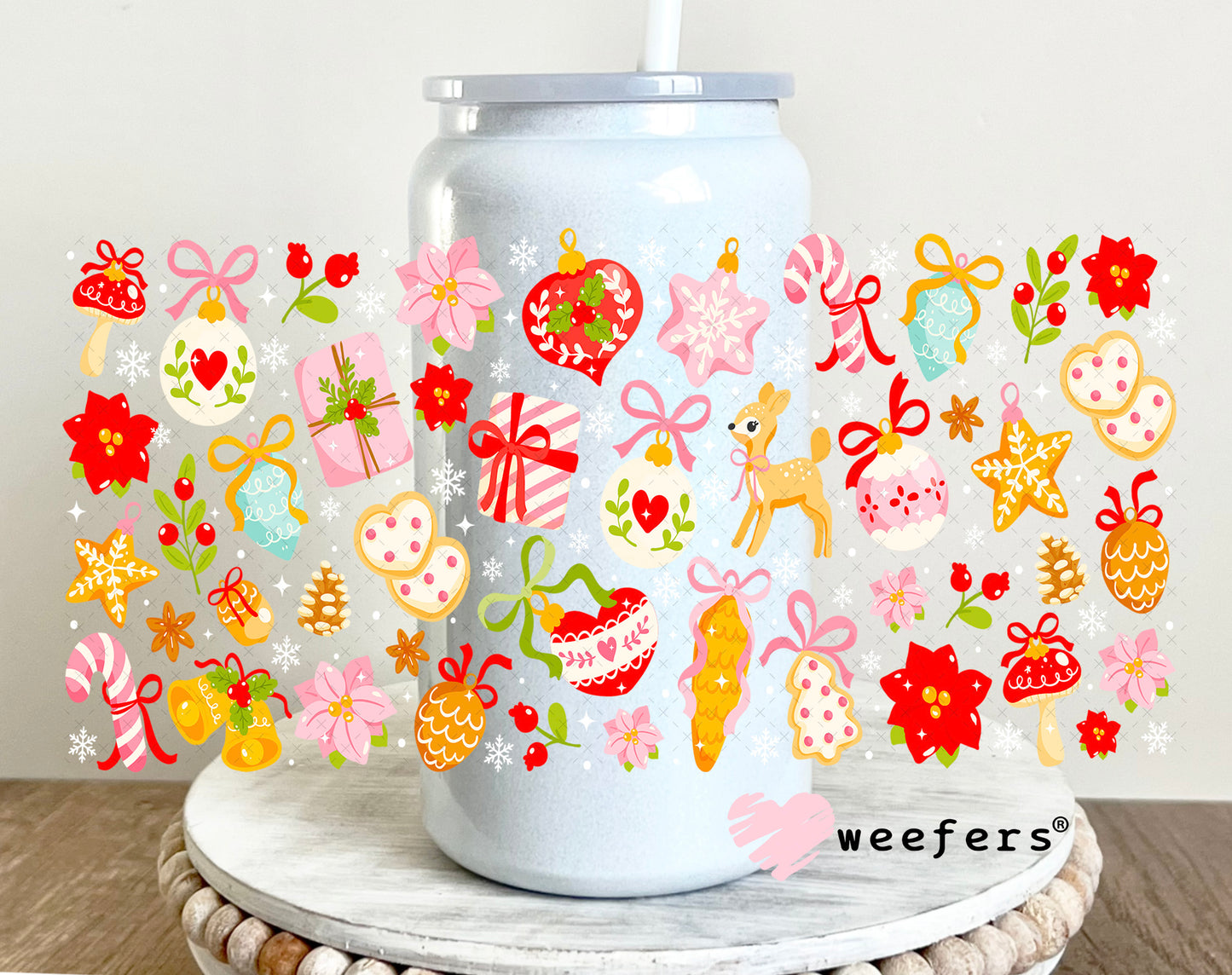 Christmas Cookies UV DTF Cup Wrap 16oz Glass Can Generic Weefers