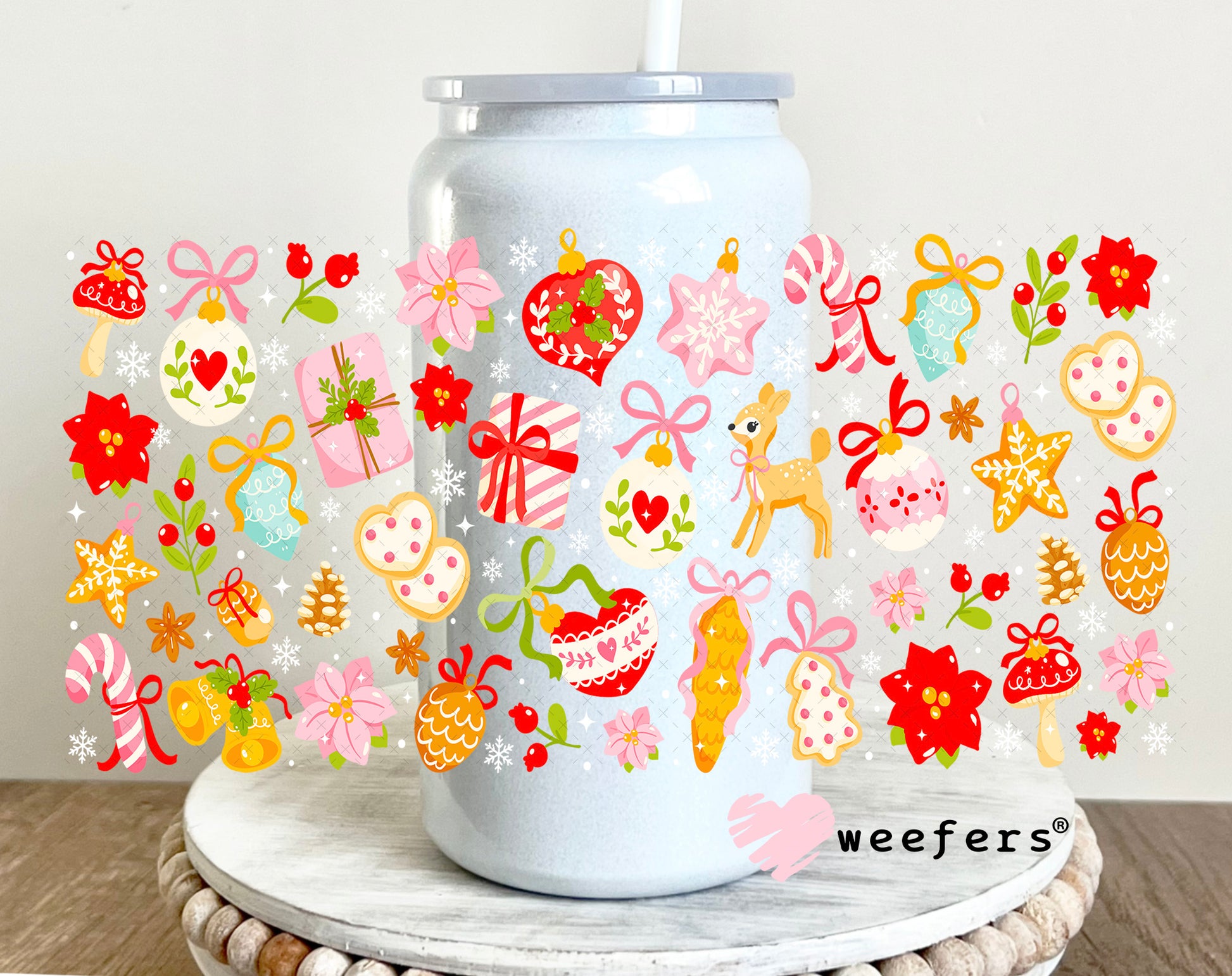 Christmas Cookies UV DTF Cup Wrap 16oz Glass Can Generic Weefers