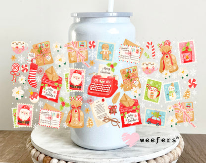 Christmas Stamps UV DTF Cup Wrap 16oz Glass Can Generic Weefers