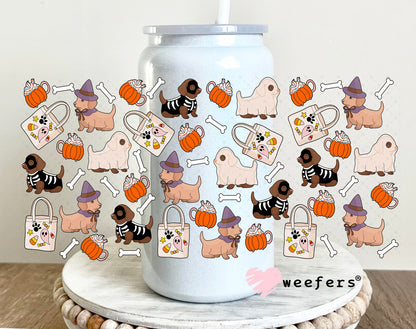 Halloween dog costume friends UV DTF Cup Wrap 16oz Glass Can Generic Weefers