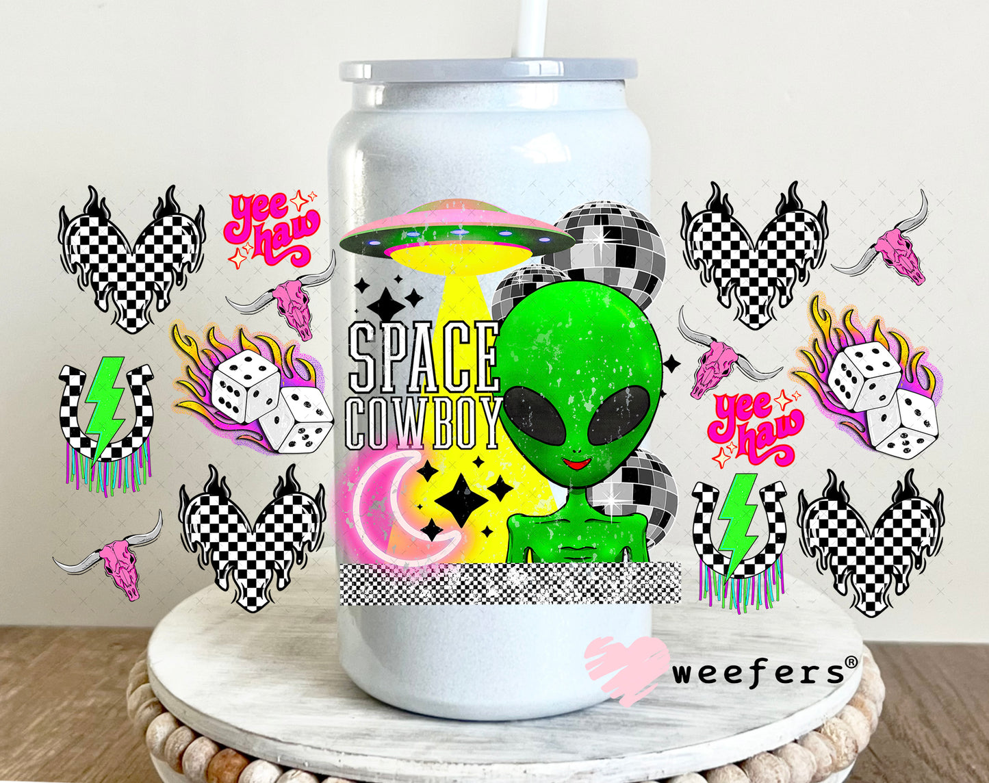Space Cowboy UV DTF Cup Wrap - Weefers Exclusive 16oz Glass Can Generic Weefers