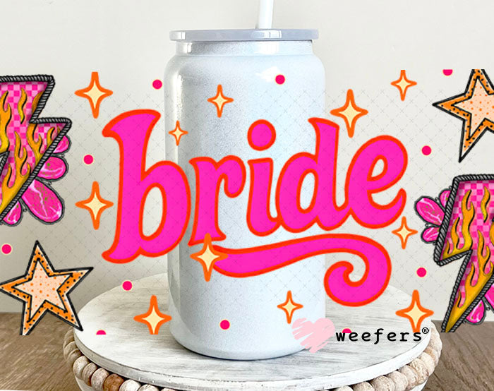 Bride Lightening Bolt UV DTF Cup Wrap - Weefers® Exclusive 16oz Glass Can Generic Cup Wrap Weefers