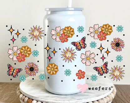 Wild Flowers and Wild Horses Sidekick UV DTF Cup Wrap - Weefers Exclusive 16oz Glass Can Generic Weefers