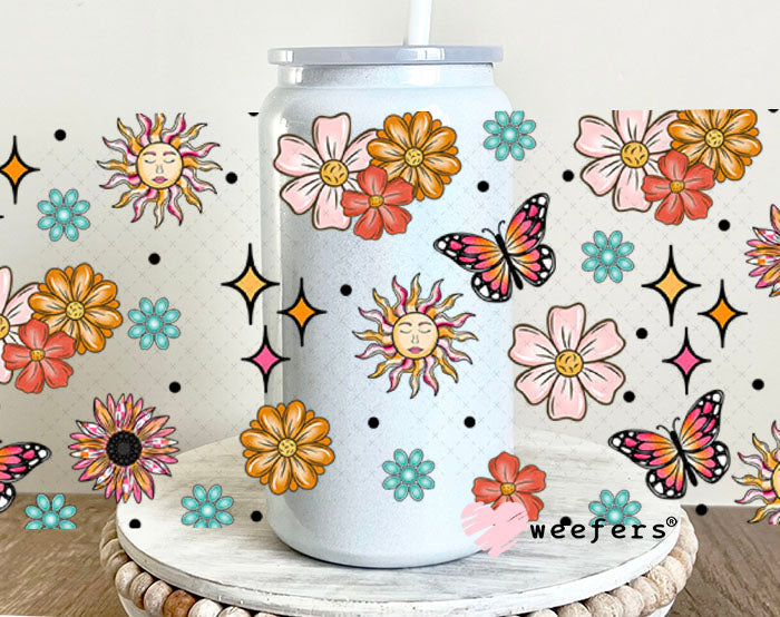 Wild Flowers and Wild Horses Sidekick UV DTF Cup Wrap - Weefers Exclusive 16oz Glass Can Generic Cup Wrap Weefers