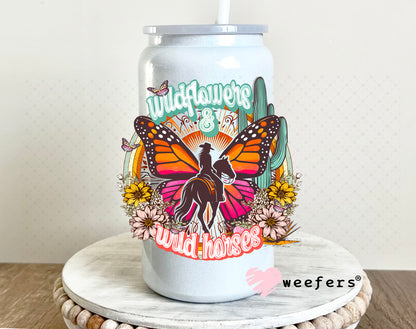 Wildflowers and Wild Horses UV DTF Decal 16oz Glass Can Generic Weefers