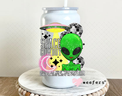 Space Cowboy UV DTF Decal 16oz Glass Can Generic Weefers